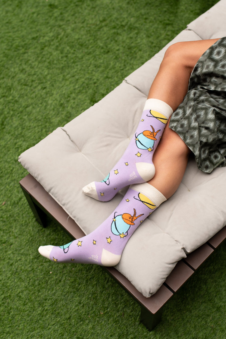 Petit Prince Purple Planets Socks